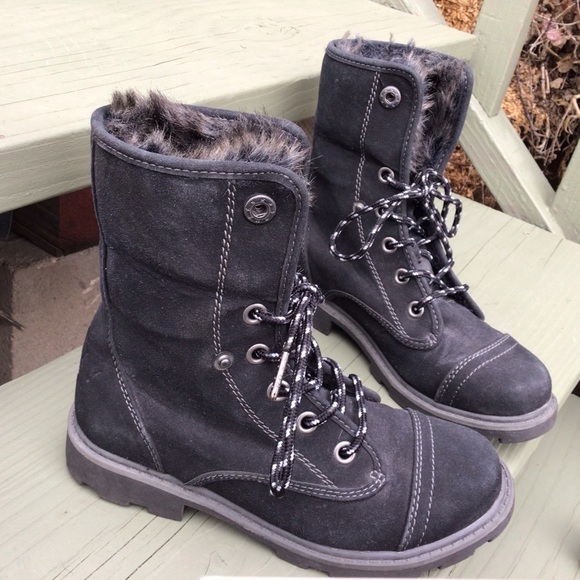 Roxy Tamarac  Furry Black Combat Women’s Boots Size 6.5 - Picture 2 of 10